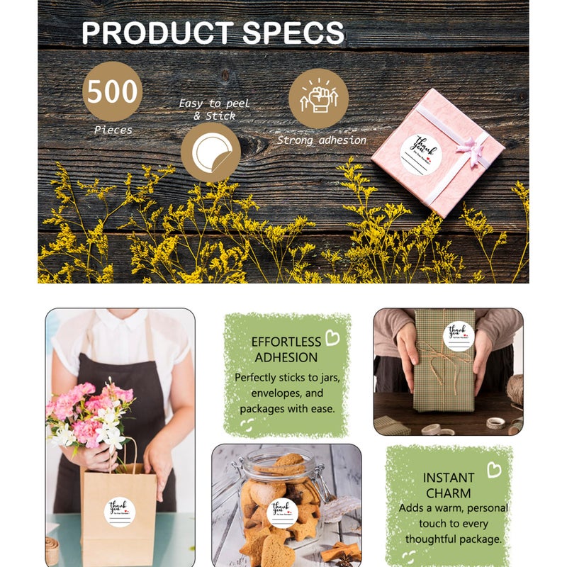 Top label 500 Pcs Thank You for Your Purchase Stickers,2 Inches Thank You Labels with Lines,Writable Stickers for Business,Bakery,Cafe,Boutiques,Packaging - Image 3